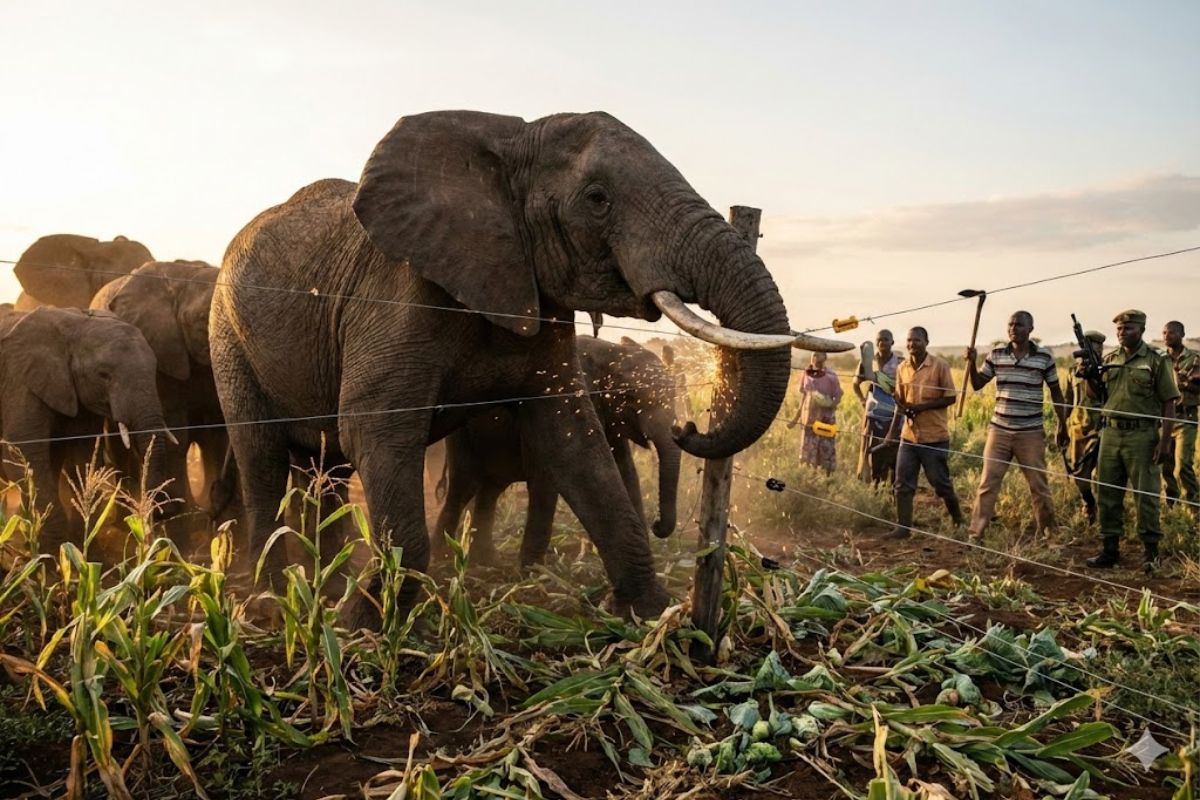 Elefantes no Quênia rompem cercas usando presas, ampliam conflito com humanos e levam a intervenção controversa que desafia conservação e manejo da espécie.
