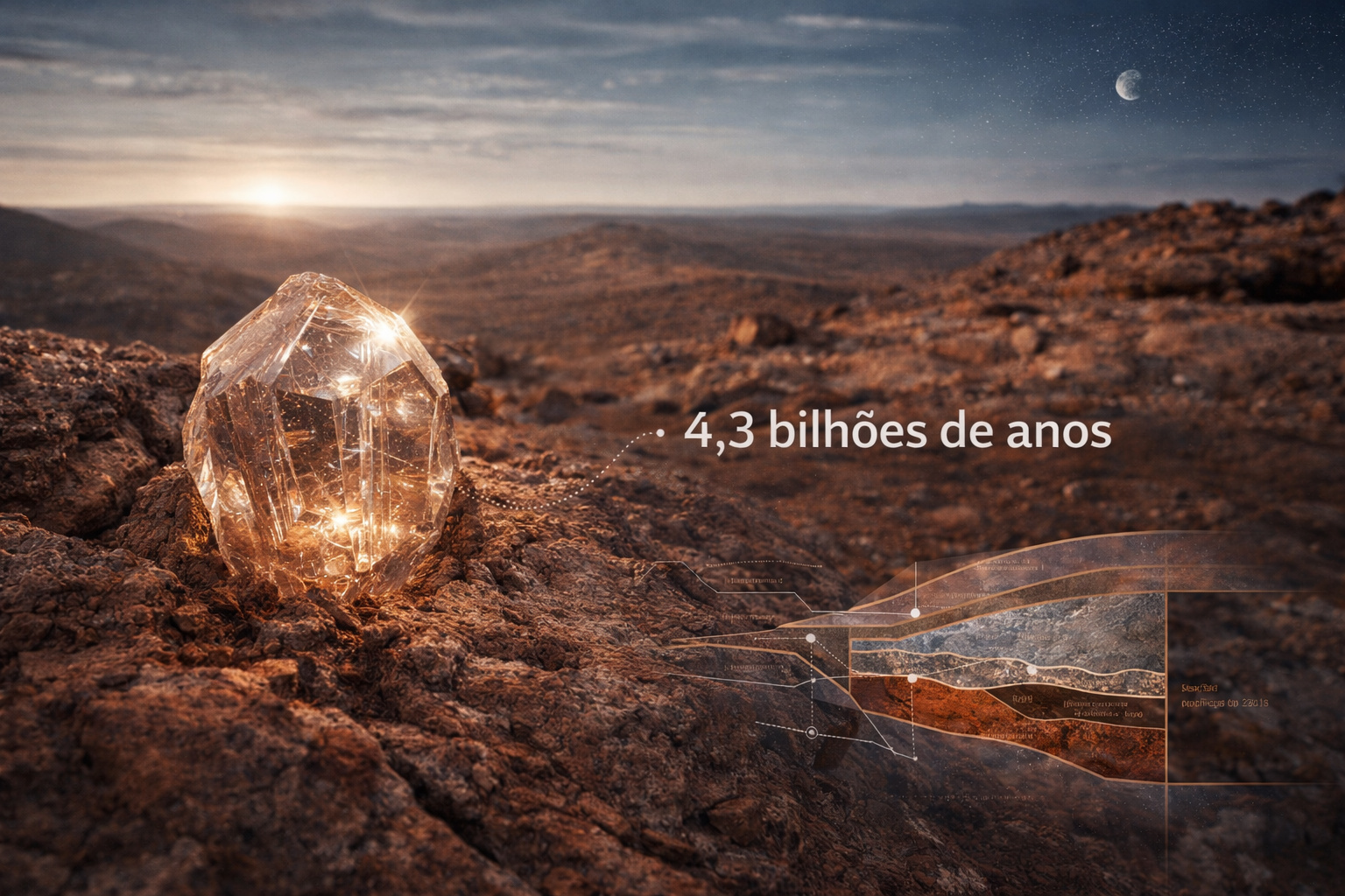 Em uma faixa remota da Austrália, cristais de zircão com mais de 4,3 bilhões de anos desafiam geólogos e sugerem que a Terra formou crosta sólida antes mesmo da criação da Lua