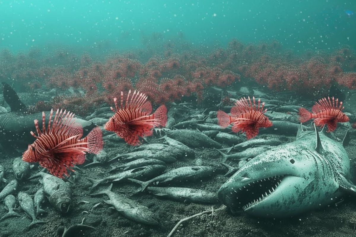 Recifes do Caribe sofrem com peixe-leão invasor, destruição de corais e impacto na pesca, enquanto ecossistemas marinhos entram em colapso silencioso.