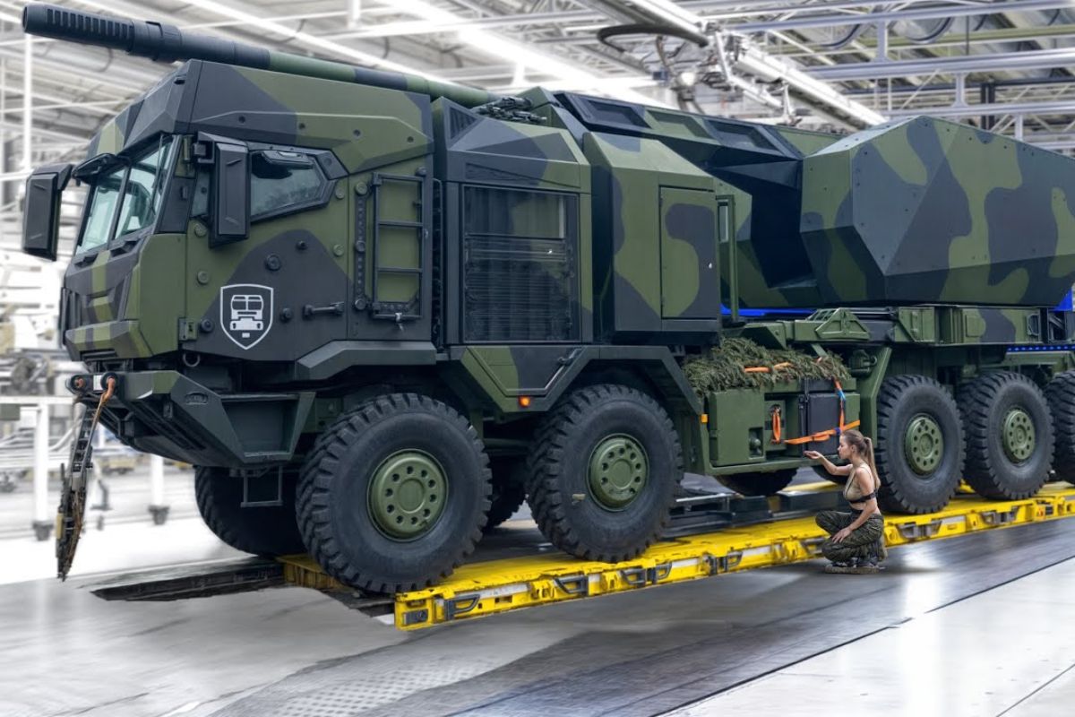 Fábrica alemã revela como caminhões militares gigantes são produzidos com blindagem extrema, suportam até 130 toneladas e mostram a aceleração silenciosa da indústria de guerra na Europa.