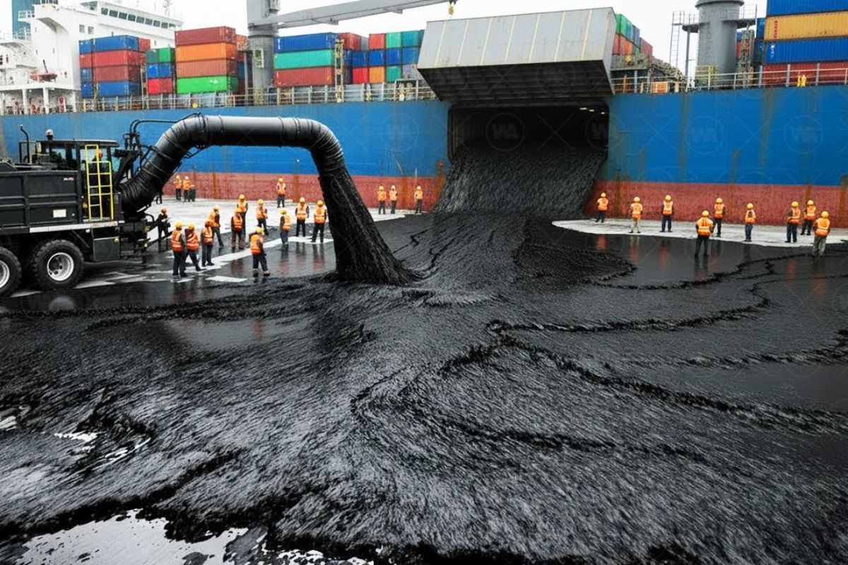 Gigantes dos oceanos usam óleo combustível pesado; cada navio de carga opera sob risco de derramamento de óleo e testa combustível de amônia.