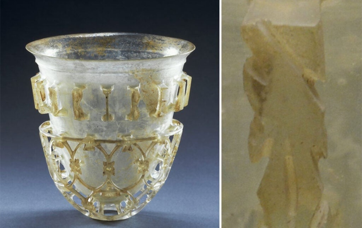 Símbolos em taças romanas de vidro vazado passam a ser vistos como marcas de oficinas, revelando produção coletiva entre 300 e 500 d.C.