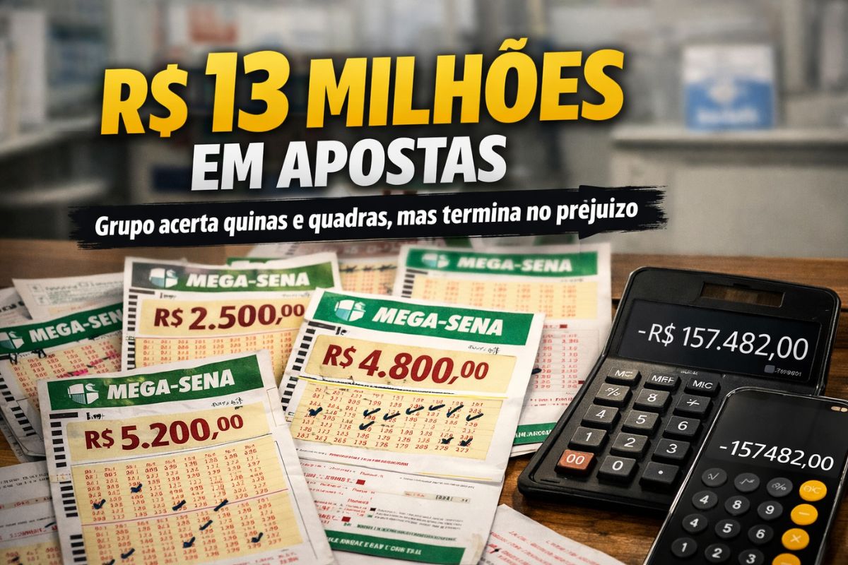 Grupo investe R$ 13 milhões na Mega da Virada, faz dezenas de apostas, acerta 45 quinas e milhares de quadras, mas perde dinheiro, fica fora do prêmio bilionário e vira alerta nacional