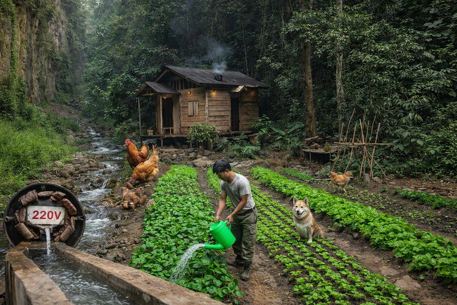 Homem abandona a cidade, passa anos isolado na floresta do Vietnã e constrói sozinho uma vida rural completa, com cabana de madeira, horta produtiva e rotina que chamou atenção nas redes