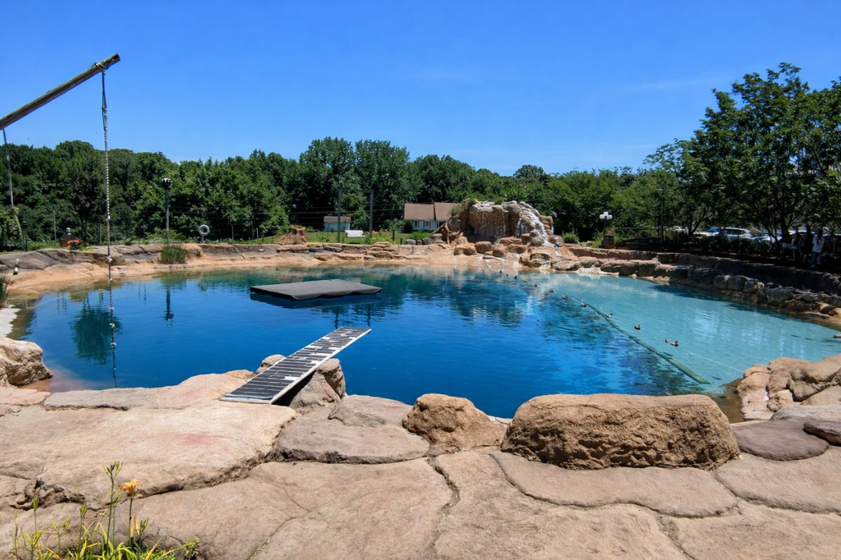 Homem constrói no quintal, em 29 anos de obsessão, piscina gigante de 500 mil galões com cascatas, poço próprio e filtragem gigante que especialistas disseram ser impossível (2)