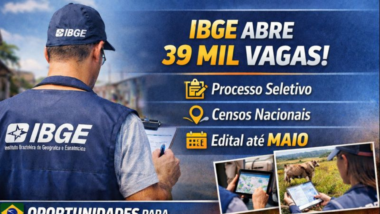 IBGE recebeu aval para abrir 39 mil vagas em novo processo seletivo. Oportunidades incluem recenseador em censos nacionais.