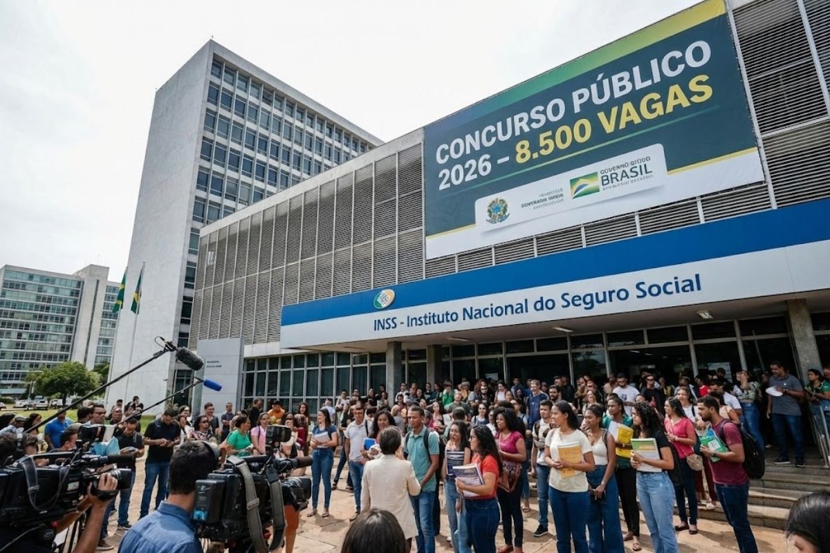 INSS prepara concurso com vagas em 2026, com salários até R$ 10.371,31 e foco em recomposição nacional após pedido de autorização para ampliar equipes em todo o Brasil.