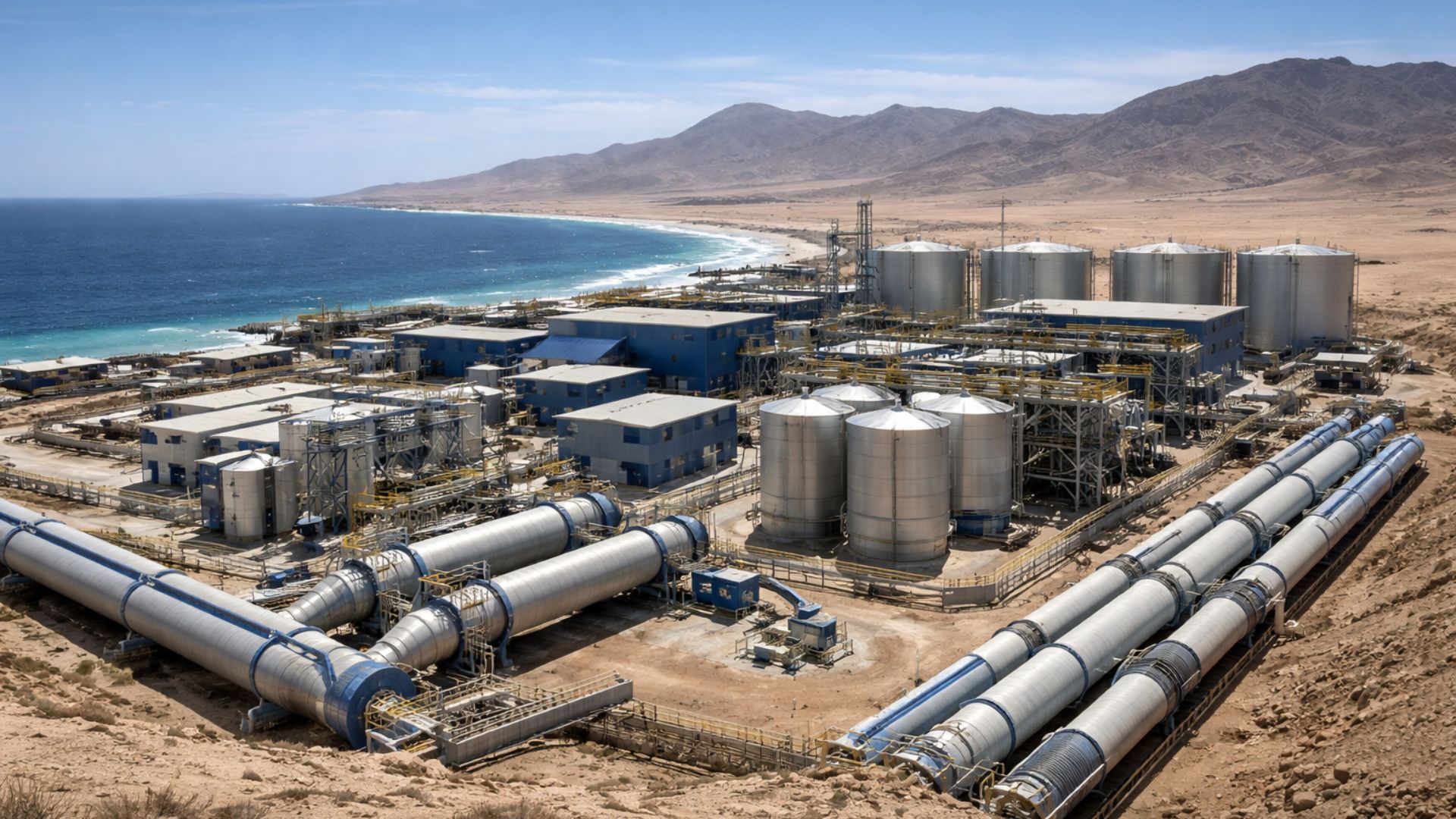 Usina no deserto do Atacama transforma água do mar em água potável por hora e garante abastecimento a cidades chilenas em região de extrema escassez.