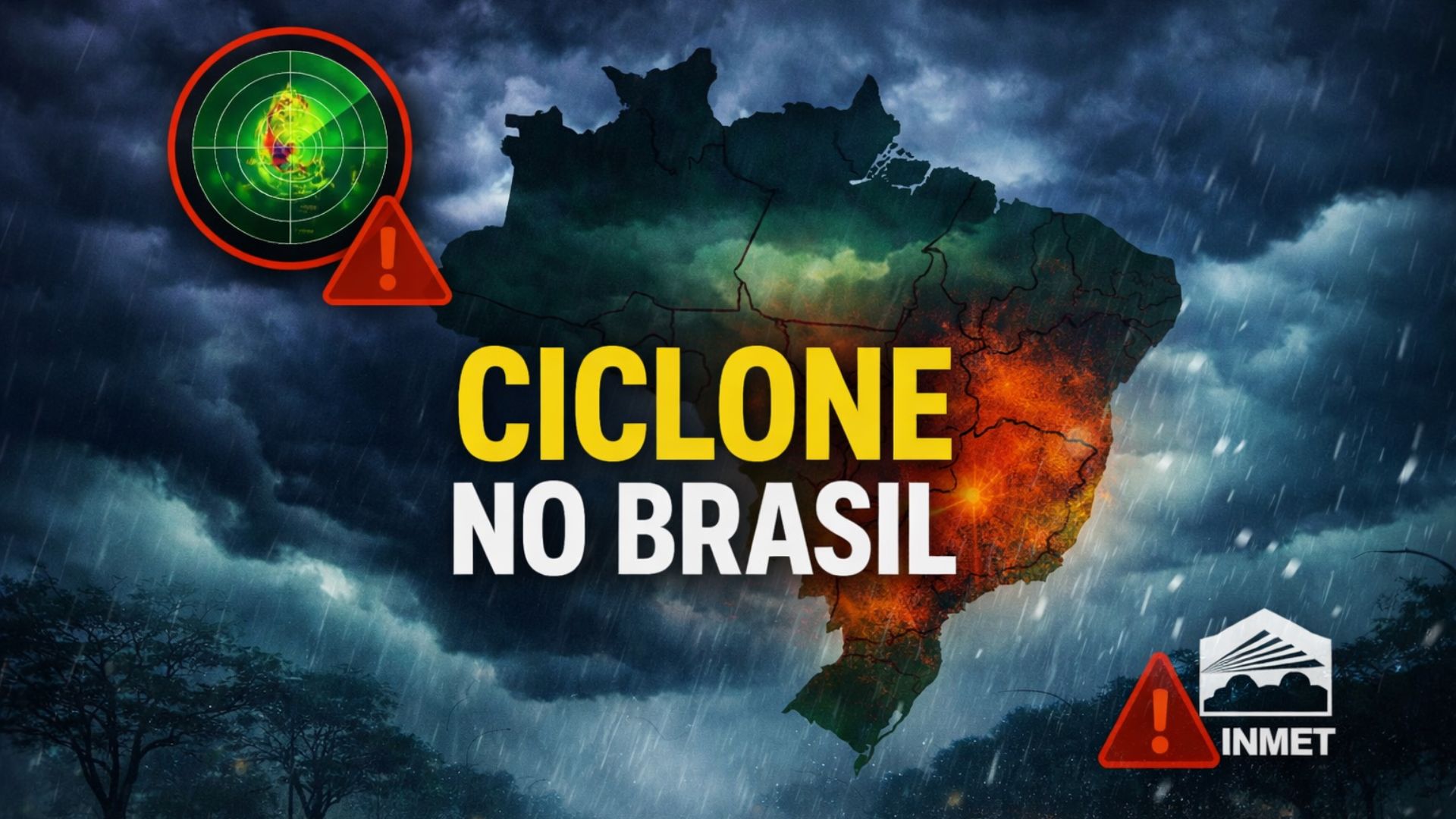 Ciclone extratropical chega ao Brasil com ventos acima de 100 km/h e chuva intensa, elevando risco de alagamentos em cinco estados.