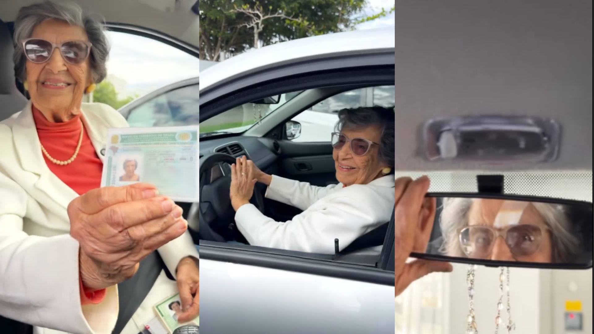 Aos 98 anos, moradora de Florianópolis segue dirigindo seu Renault Kwid com CNH de 1961 e rotina ativa, história divulgada pela prefeitura.