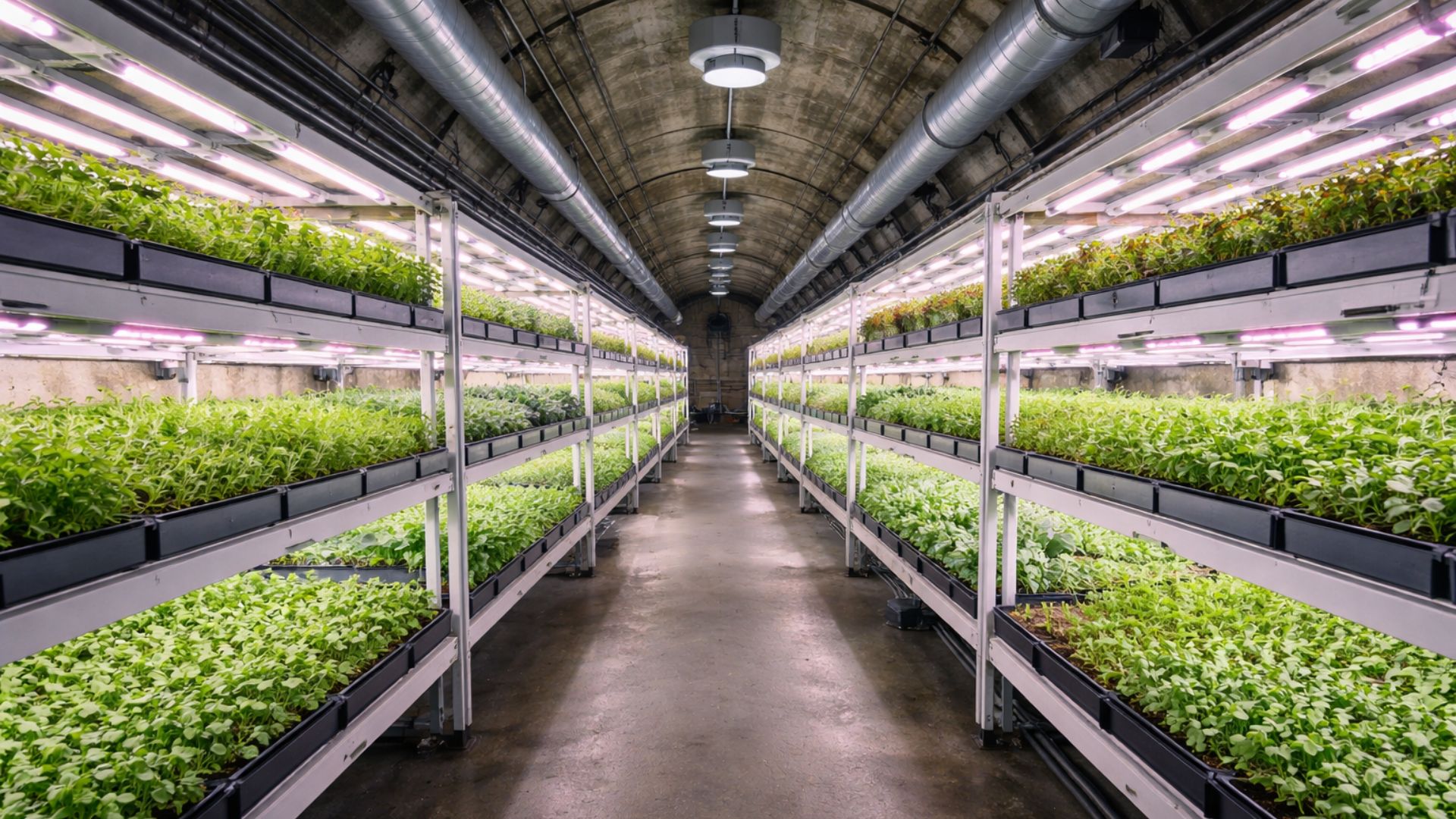 Fazenda subterrânea opera a 33 metros abaixo de Londres em túneis da Segunda Guerra, usando LED e hidroponia para produzir microverdes vendidos a grandes redes.