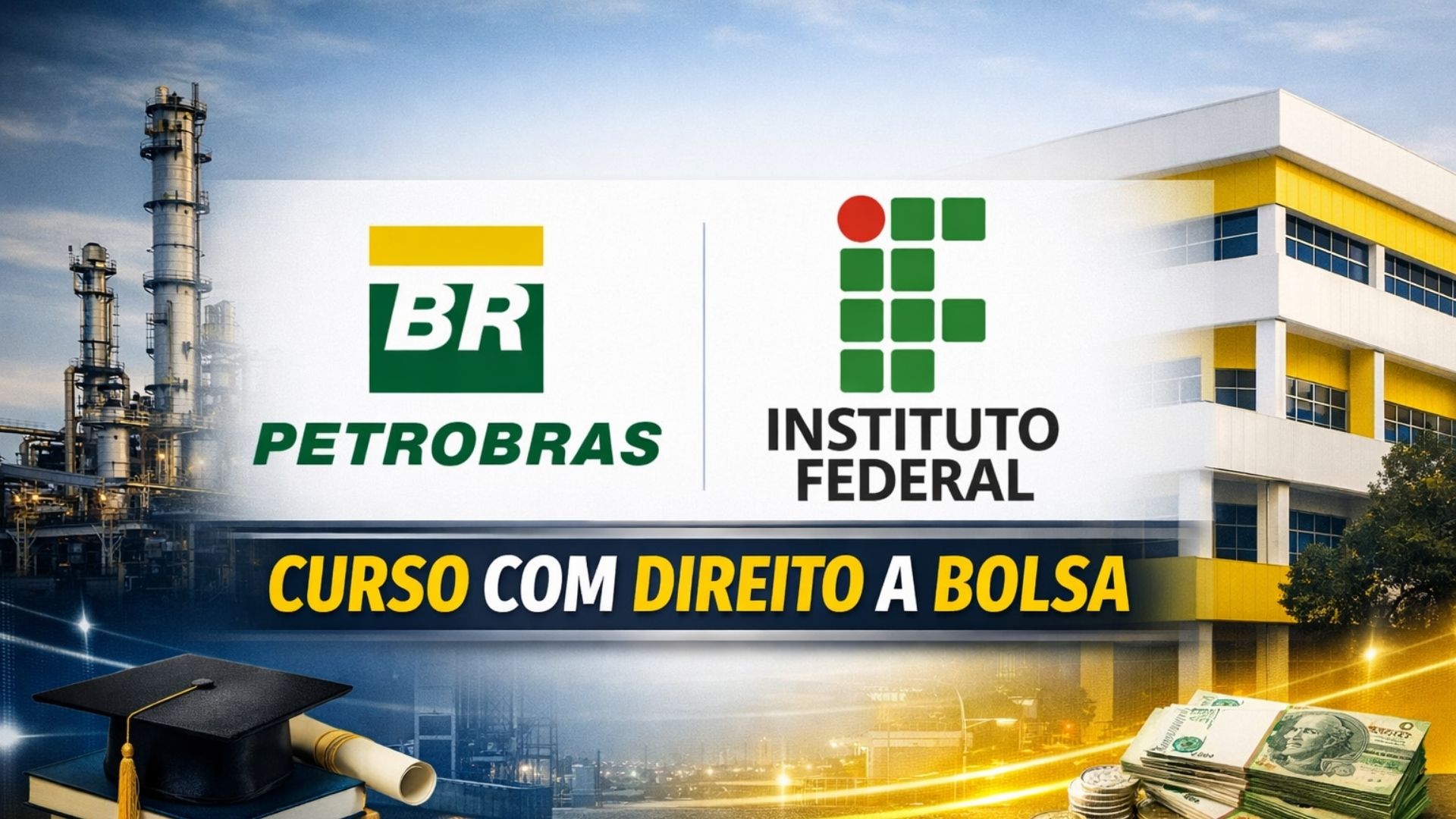 Cursos gratuitos no IFSP em parceria com a Petrobras oferecem bolsa mensal de até R$ 858, seleção por sorteio e vagas noturnas em São José dos Campos.