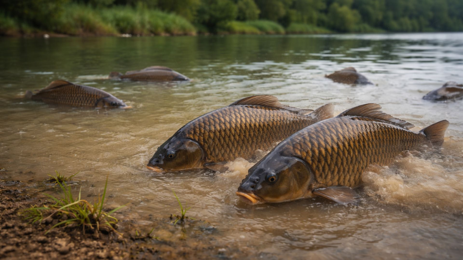 Carpa-comum revolve sedimentos, aumenta turbidez e altera lagos ao reduzir plantas submersas e reorganizar a dinâmica ecológica.
