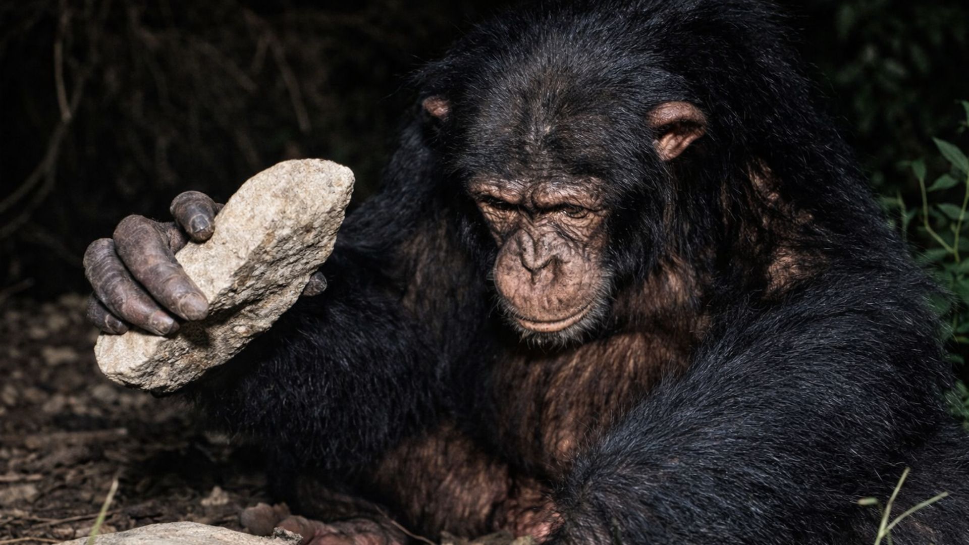 Chimpanzés arremessam pedras em árvores ocas, formam montes no solo e revelam comportamento cultural raro observado em florestas da África Ocidental.