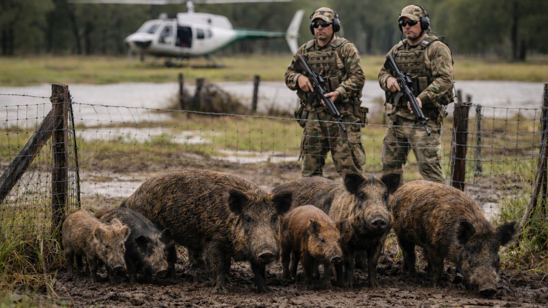 Austrália contrata caçadores após enchentes para conter javalis concentrados. Estratégia aérea busca reduzir danos e alerta o Brasil rural.