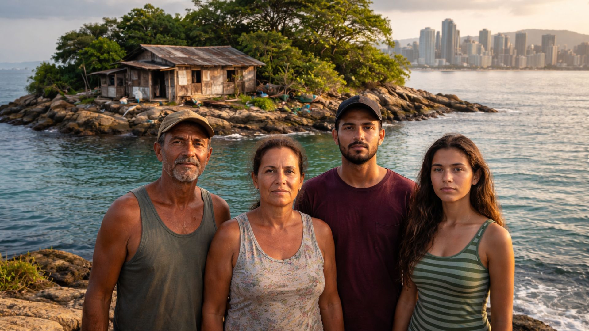 Família vive há 47 anos isolada em ilha urbana de Vitória sem água e energia, a poucos metros da cidade, revelando contraste raro urbano.