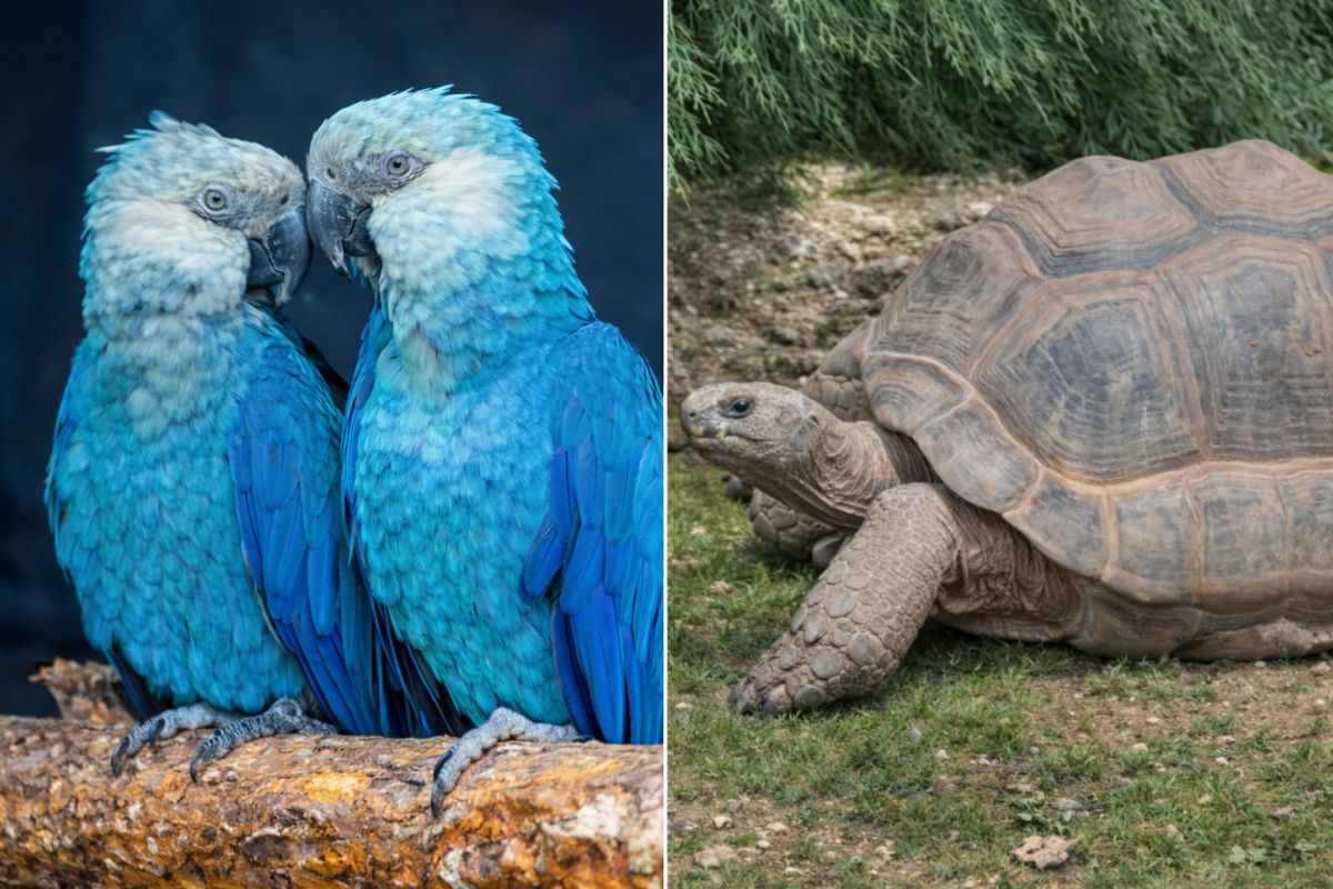 Jabuti gigante de Aldabra impressiona por viver até 150 anos, ter “cela” no casco para comer vegetação alta e nunca sair dele, enquanto projeto tenta devolver a ararinha-azul (2)