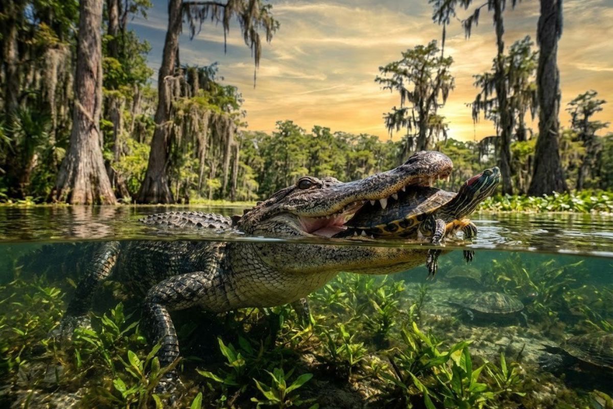 Jacarés controlam tartarugas invasoras, ajudam o ecossistema, melhoram a qualidade da água e transformam lagos urbanos em ambientes mais equilibrados