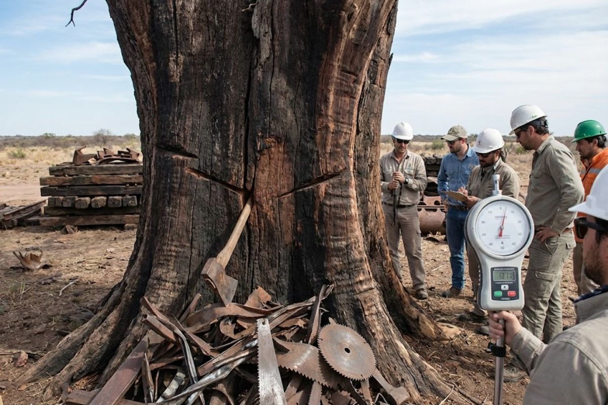 Madeira sul-americana quebracho lidera o teste Janka, supera ipê e lignum vitae, alcança 4570 libras-força e explica seu uso extremo em ferrovias e navios.