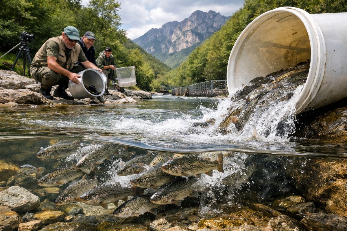 Trutas, trutas mediterrâneas, riacho Romito e rio Liri impulsionam a restauração de rios nos Apeninos Centrais com soltura histórica que recupera ecossistemas inteiros.