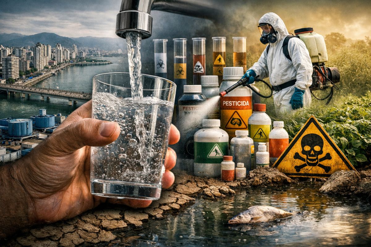 Água com agrotóxicos preocupa o MPSC após estudo mostrar agrotóxicos na água potável com resíduos de agrotóxicos em dezenas de cidades de SC