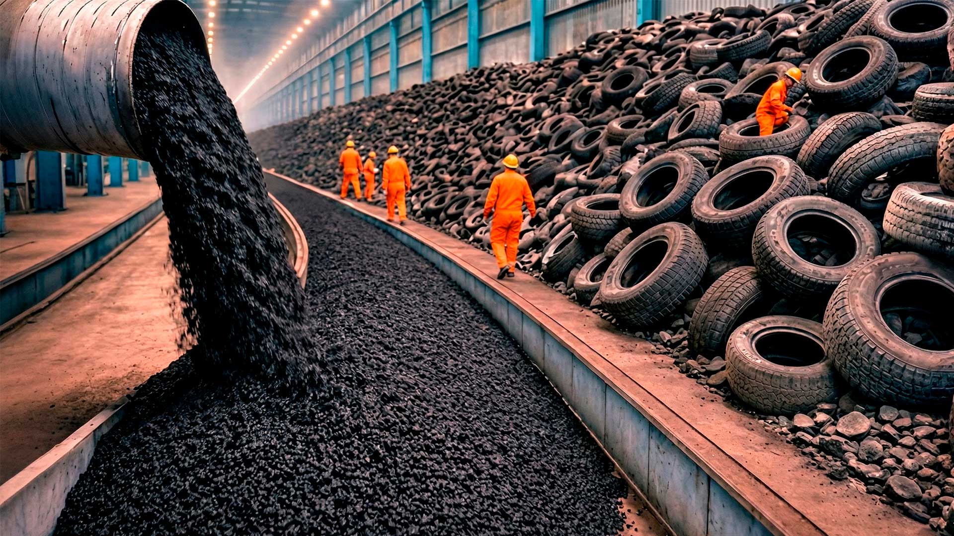 Montanhas de pneus inservíveis estão virando insumo para obras e estradas mais duráveis e silenciosas, enquanto o asfalto com borracha avança e ganha escala em vários países
