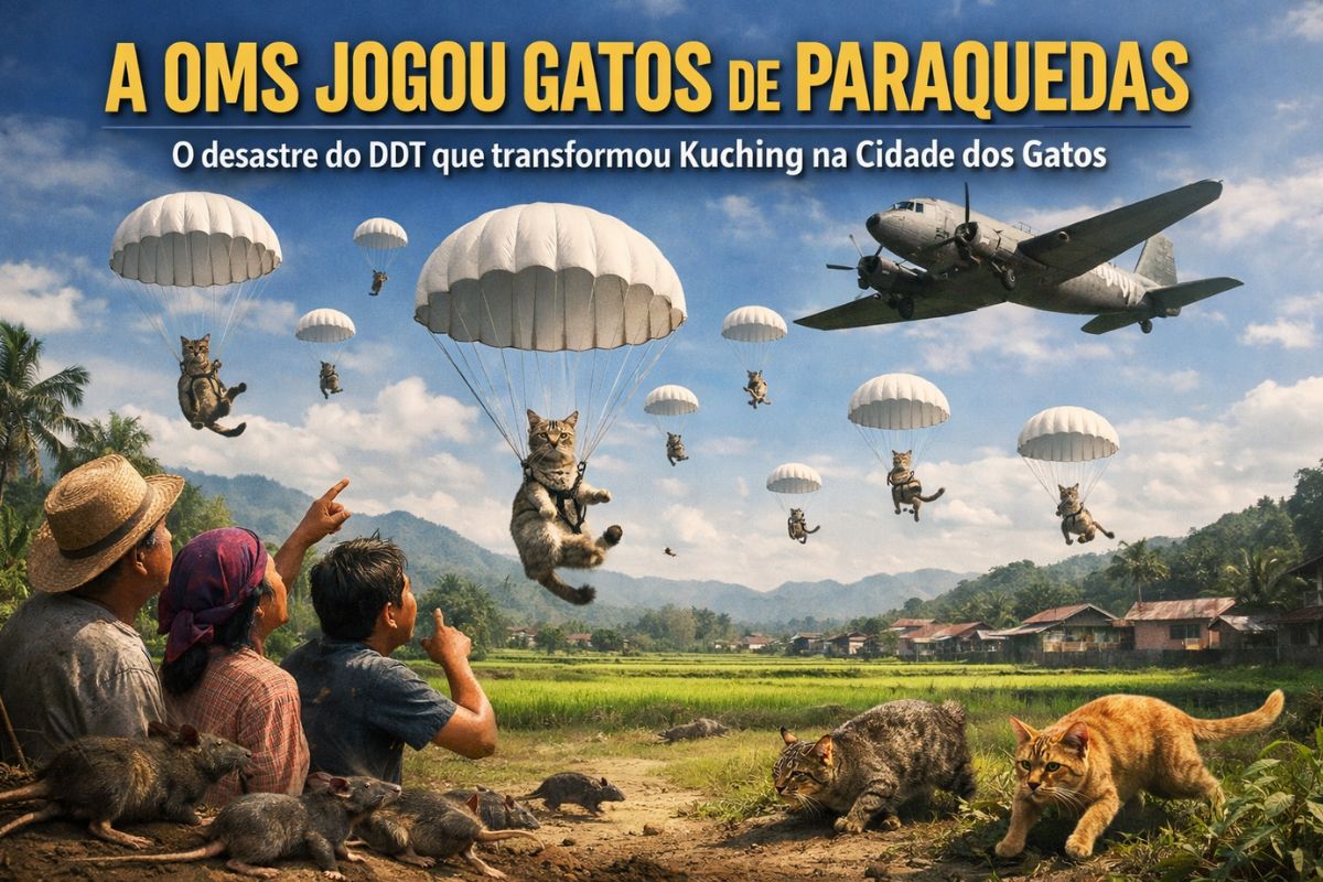 Na “cidade dos gatos” da Malásia, OMS mata mosquitos com DDT, extermina felinos, vê ratos tomarem vilas e lança gatos de paraquedas para consertar um desastre ecológico (2)
