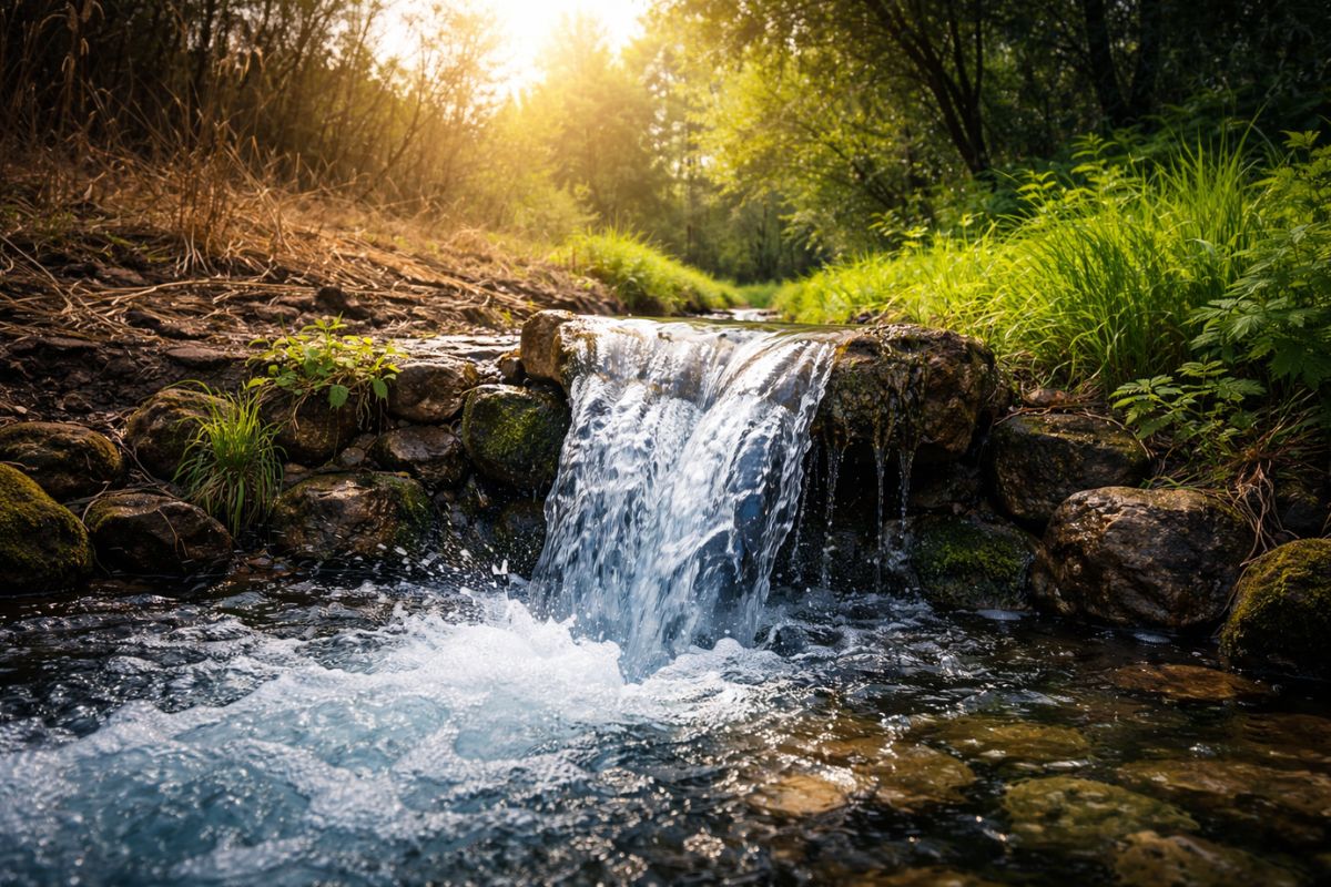 nascente voltou após conservação do solo, infiltração de água, recarga do lençol freático e controle da erosão do solo que transformaram enxurrada em água permanente