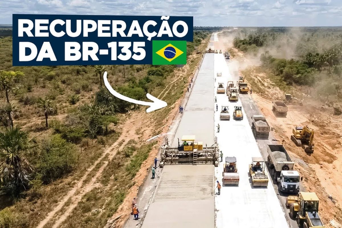 BR-135 no Maranhão recebe concreto White Topping em rodovia federal; 74 km ganham nova estrutura com durabilidade e tecnologia inédita no país.