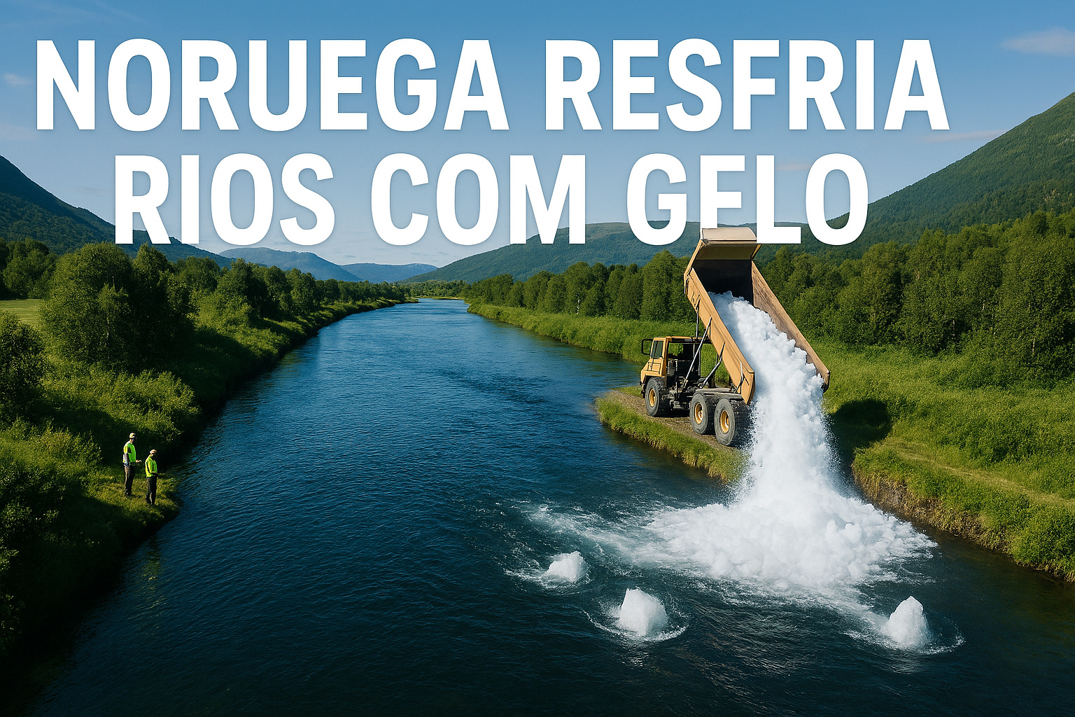 Enquanto ondas de calor colapsam rios no Hemisfério Norte, a Noruega tritura gelo e espalha toneladas sobre cursos d’água para baixar a temperatura em até vários graus, salvar populações de salmão e evitar eventos biológicos extremos