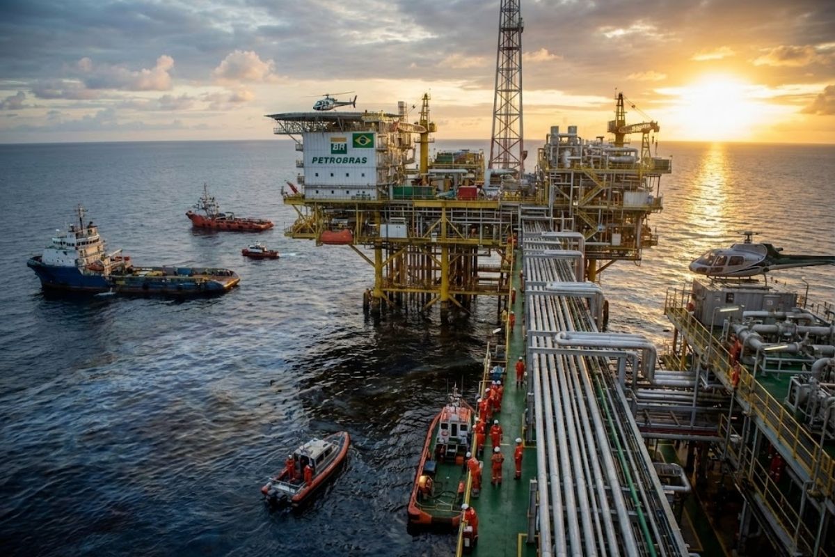 Petrobras paralisa perfuração na Foz do Amazonas após vazamento; Ibama confirma controle e Margem Equatorial volta ao foco com polêmica ambiental. (IMAGEM: IA)