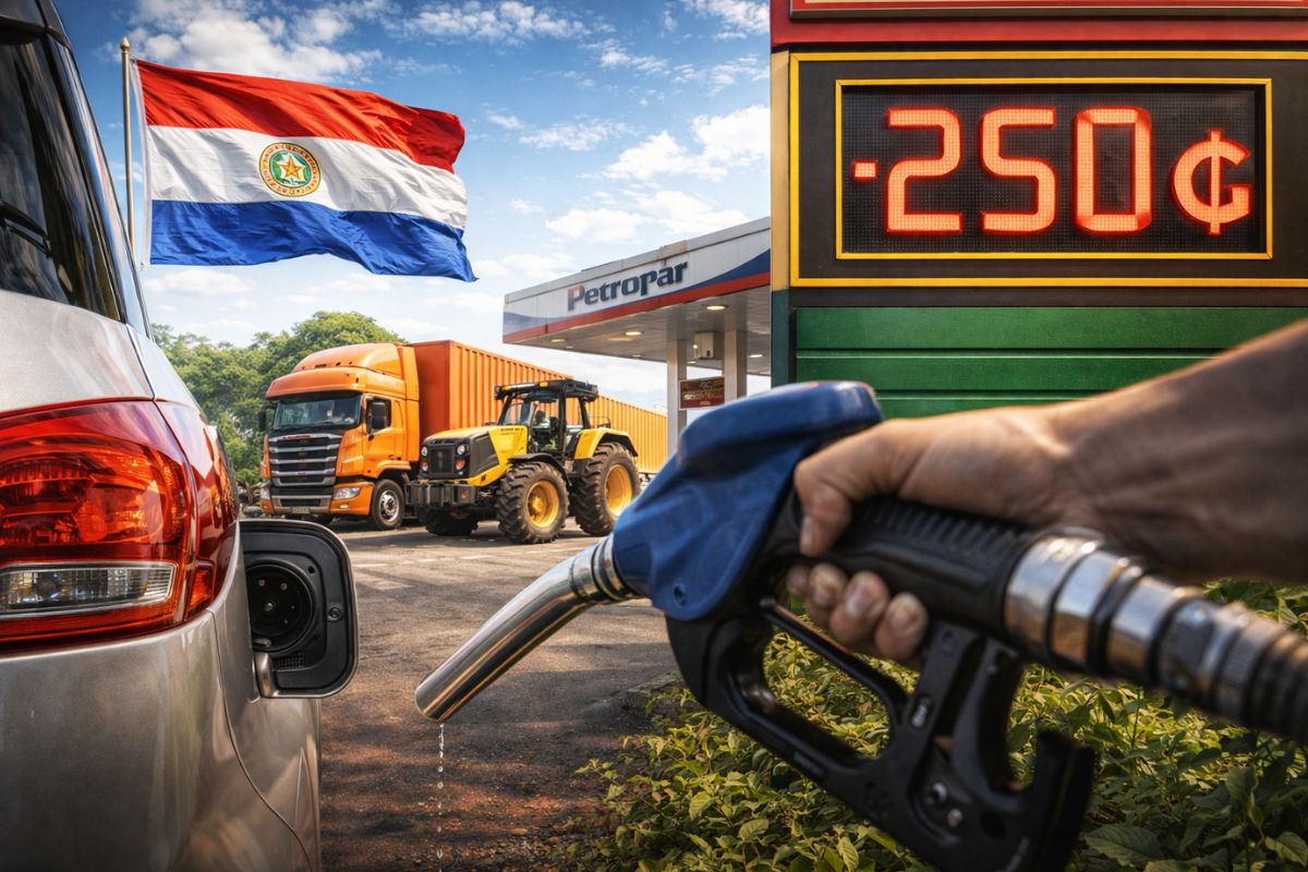 Petropar reduz 250 guaranis por litro em gasolinas e diesel no Paraguai terceira queda desde 2023 no governo Peña, alívio no bolso e nos custos do setor produtivo (1)