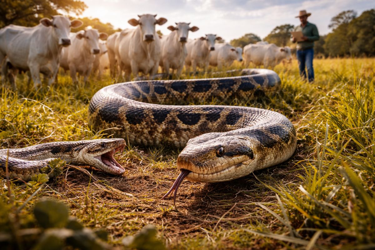 Cobra não peçonhenta no pasto reduz serpentes venenosas amplia proteção do gado diminui acidentes rurais e fortalece o lucro no campo brasileiro.