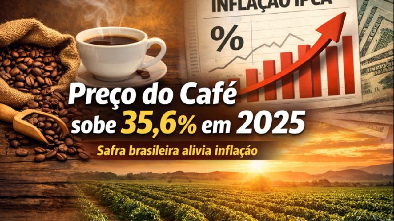 Mesmo com forte alta do preço do café, inflação IPCA fechou 2025 em 4,26%, dentro da meta, segundo dados do IBGE.