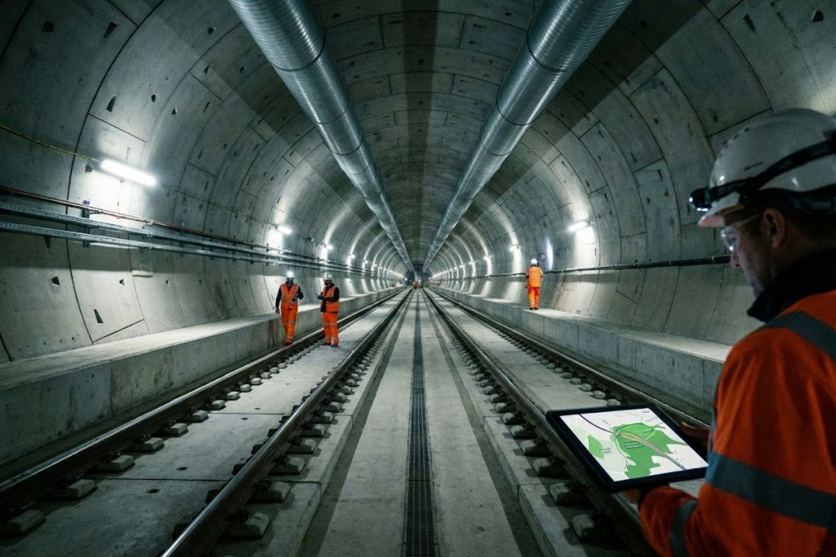 HS2 expõe túneis gigantes sob o Reino Unido: construção em área sensível, projeto paralisado e infraestrutura subterrânea pronta, enquanto trilhos e sistemas ainda dependem de replanejamento em 2026.