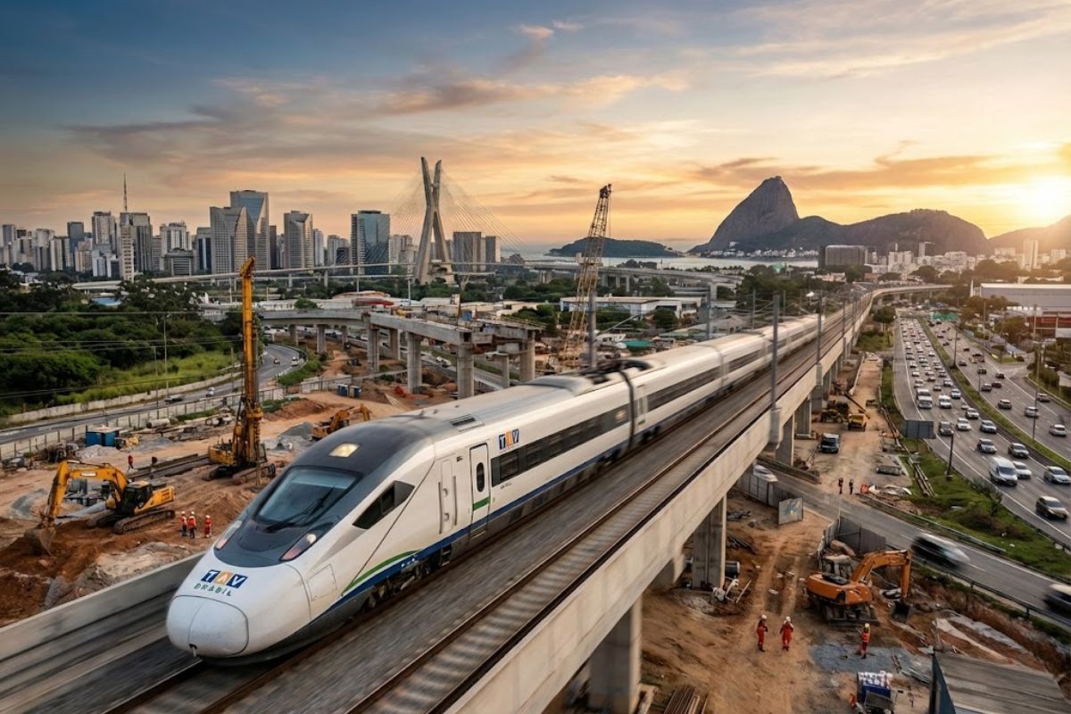 Trem-bala SP–RJ da TAV Brasil, aprovado pela ANTT, prevê ferrovia de alta velocidade, início das obras em 2028 e operação completa em 2032.