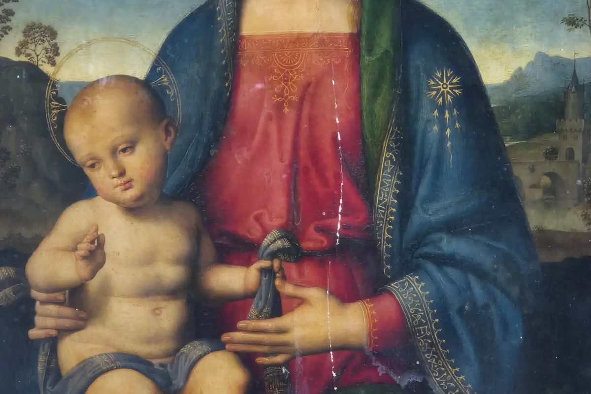 obra renascentista perdida atribuída a Perugino sai de um quadro em garagem, explode em leilão e reacende debate sobre o Renascimento italiano.