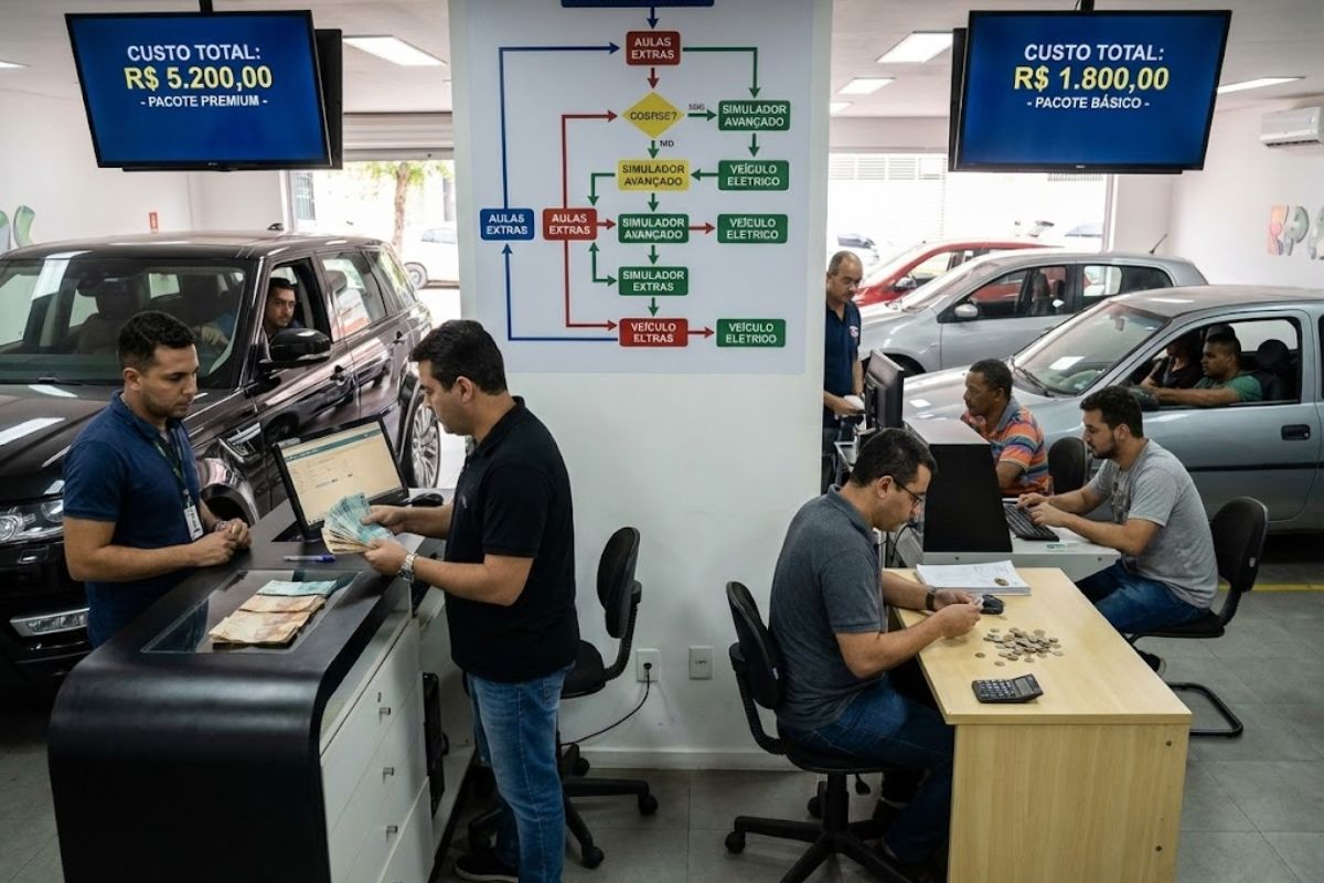 novas regras da CNH em 2026 mudam custos da CNH, mantêm taxas do Detran e tornam autoescolas opcionais, abrindo trajetórias do mínimo até perto de R$ 5 mil conforme escolhas e reprovações.