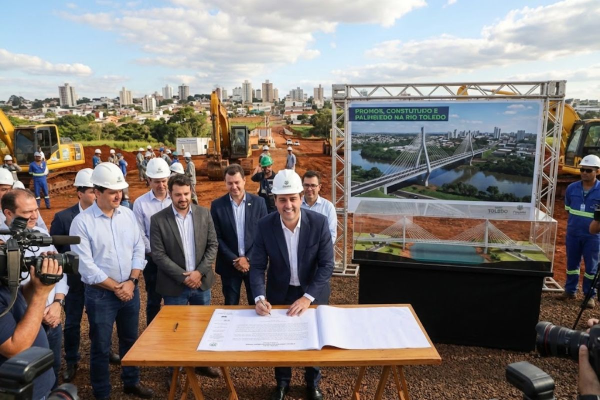 Ponte estaiada em Toledo é anunciada por Ratinho, cruza o Rio Toledo, integra regiões, melhora o trânsito e reforça o agronegócio com uma das maiores obras do Paraná.