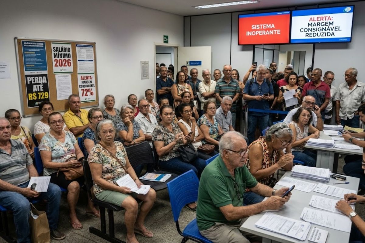 INSS enfrenta alerta após reajuste do salário mínimo, com consignado ampliando a margem consignável, instabilidade no Meu INSS e risco de descontos elevados para aposentados.
