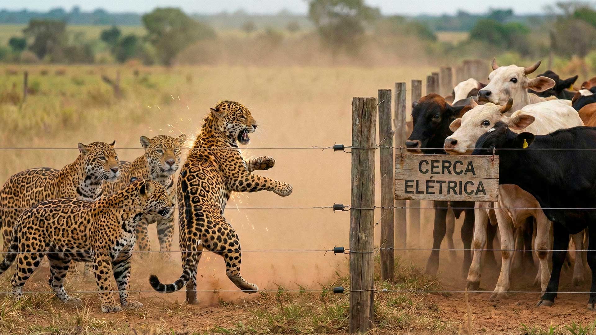 Solitárias por natureza, onças-pintadas são flagradas em grupo no Pantanal de MT e e estudo aponta aprendizagem após contato com cerca elétrica