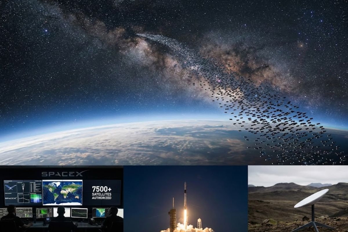 Starlink amplia megaconstelação da SpaceX com novos satélite e internet espacial, gerando alerta global sobre congestionamento orbital e segurança em órbita.