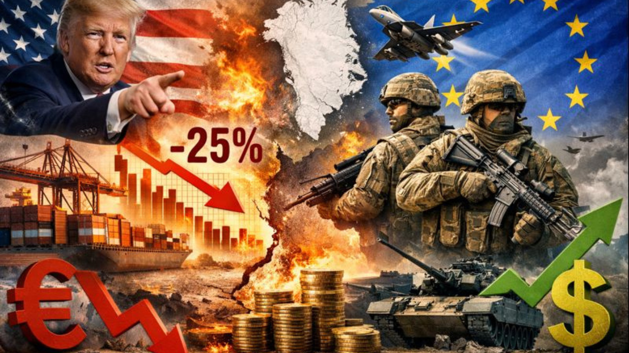 Tensões geopolíticas e tarifas dos EUA elevam a aversão ao risco, enquanto ações de defesa europeias ganham destaque nos mercados.