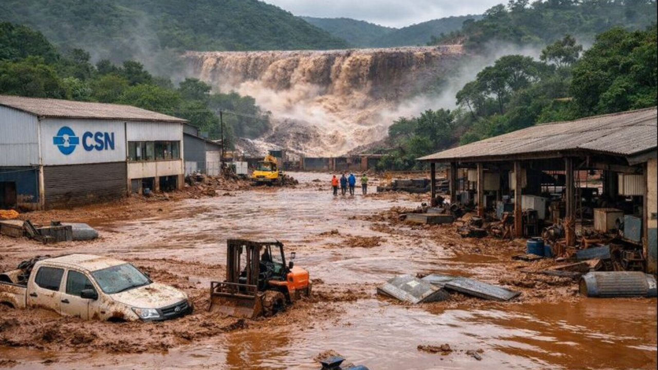 Transbordamento de reservatório da Vale gerou inundação na CSN, evacuou funcionários e interrompeu captação de água em Ouro Preto.