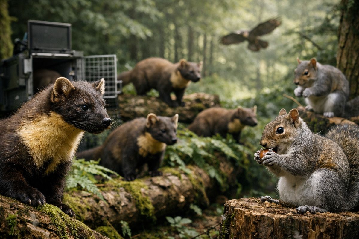 Vida selvagem ganha novo impulso com martas-pineiras no Lake District, onde a reintrodução pressiona o esquilo-cinzento e reorganiza ecossistemas florestais.