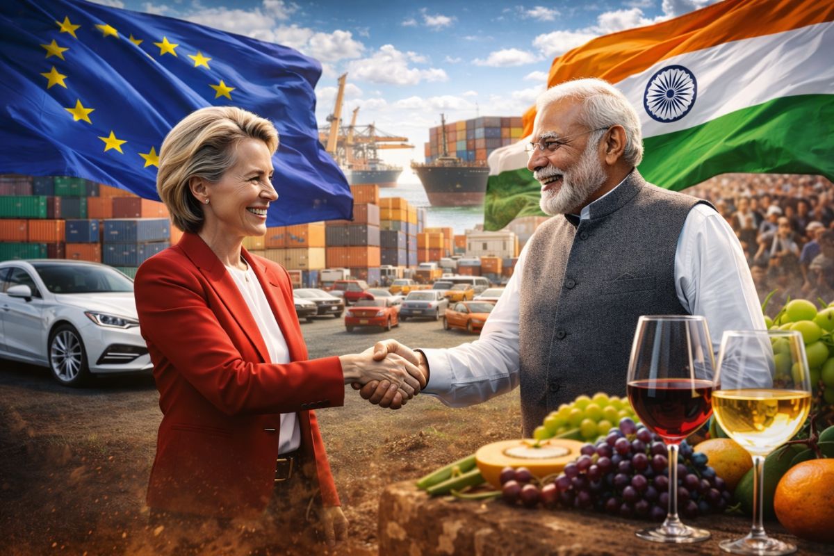 UE e Índia fecham acordo histórico de livre comércio, reduzem tarifas sobre carros e vinhos, criam mercado de 2 bilhões de pessoas e prometem dobrar exportações