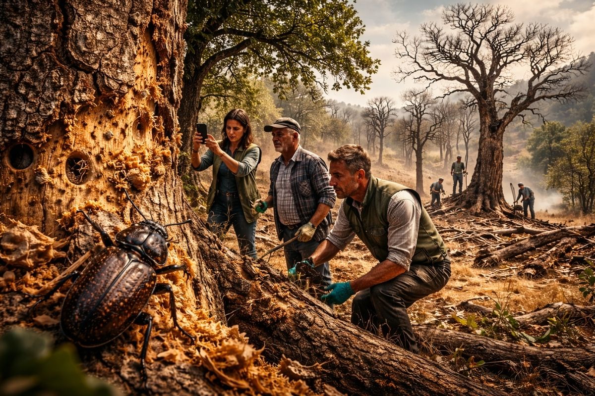 Um besouro protegido avança sobre azinheiras em Salamanca, fragiliza florestas e expõe o colapso da dehesa, transformando um inseto pequeno em crise ambiental, econômica e política no oeste da Espanha.