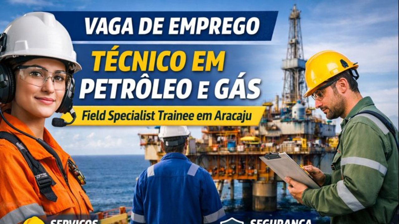 Nova vaga de emprego para Técnico em Petróleo e Gás oferece atuação como Field Specialist Trainee, com prestação de serviços em campo e HSE.