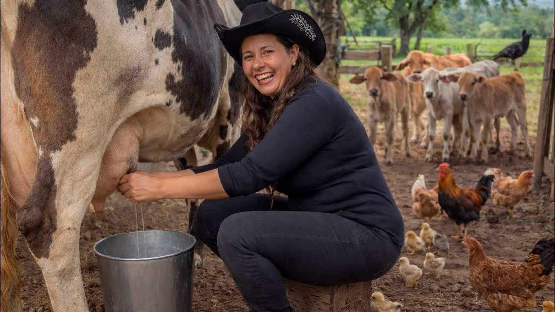 Viúva há anos, mulher enfrenta a solidão, acorda às 4h30 e aprendeu sozinha a tirar leite, cuidar de bezerros e manter a produção do sítio de um alqueire em Goiás