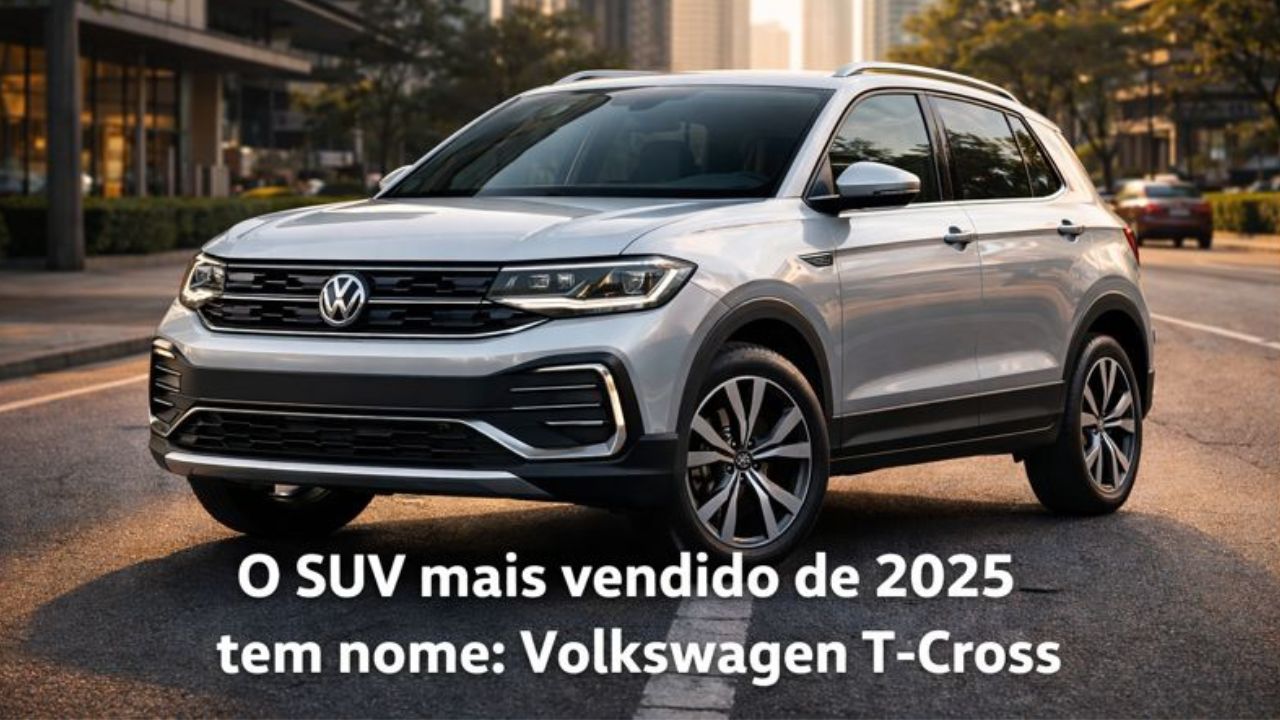 O Volkswagen T-Cross foi o SUV mais vendido de 2025, com quase 93 mil carros emplacados e ampla vantagem sobre rivais.